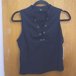 Black Criss Cross Crop Top New With Tags NWT